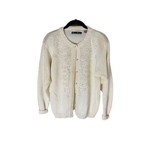 Vintage, Dana Scott embellished beaded pearl button cardigan sweater/SM
